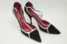 CESARE PACIOTTI women shoes sz 8.5 Europe 39 black suede silver leatherS9222