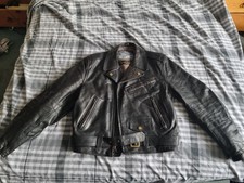 Aero Leather Motorcycle Jacket Black Horsehide Size 40 Excellent Condition