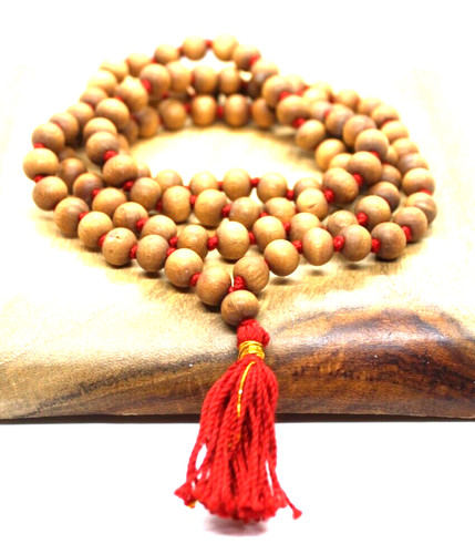 8mm white sandalwood mala - sandalwood,