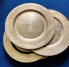 8  Baroque Antique All Gold Decorative Rim Charger Plates - Elegant Tableware