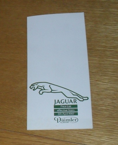 Jaguar daimler price list 1987 - daimler,