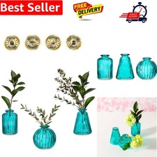 Turquoise Glass Bud Vases Set