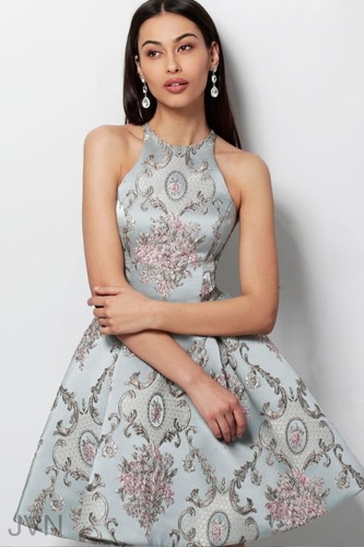 Jovani light blue multi print - jovani,