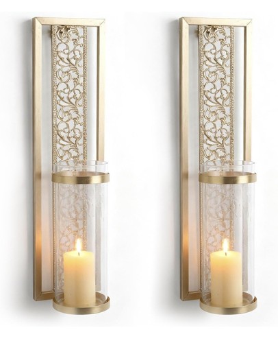 2pcs gold wall candle - gold, sconces