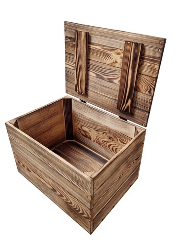 Wooden box with lid flap - with, lid,
