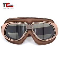 Motorcycle Retro Vintage Aviator Pilot Cruiser Leather Eyewear Helmet Goggles
