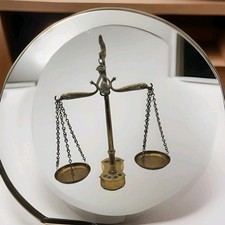 Antique Solid Brass Balance Scales with Weights, Genuine, beautiful antique.