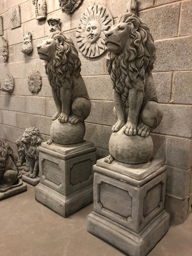 Pair large stone lions - of,