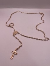 Gold Filled Rosary Necklace with Oval Beads & Crucifix Cross Bethlehem