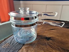 Vintage Pyrex Flameware Glass Double Boiler Stove Top Cooking Pot   1.5 QT #6283