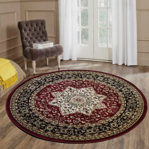 Large traditional round living - traditional,