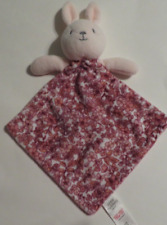 Bunny Rabbit floral Baby Comforter Security Blanket Plush Pink Little Nutmeg HTF