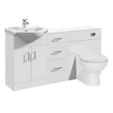 Vanity Unit Combined Sink Toilet Bathroom Suite Furniture WC Set 1500mm Drawer