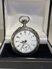 Antique Fighting 12/24hr Art Deco Sub Seconds Open Faced Pocket Watch Working