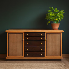 Vintage Wooden Large Rattan