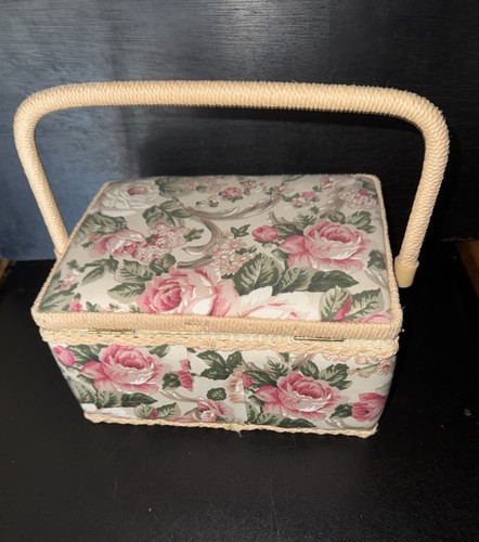 Vintage sewing basket pink - basket,