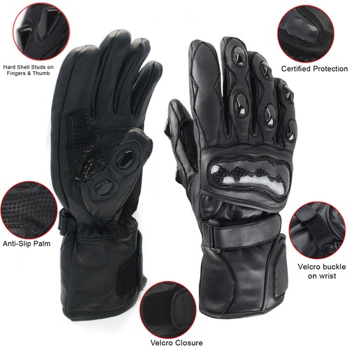 Leather motorcycle gloves - leather,