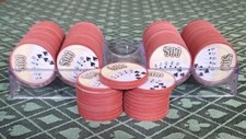 (100) BCC Fan of Cards $500.00 Real Clay Poker Chips - New - Not Paulson