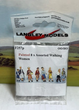 Langley Models F257p  OO Gauge 8x Walking Women Painted White Metal Figures NIP