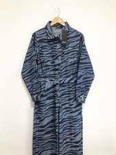 Nasty Gal Jump Suit UK 8 Womens Denim Zebra Print Boiler Suit Blue Playsuit New