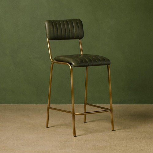 Green real leather bar stool - bar,