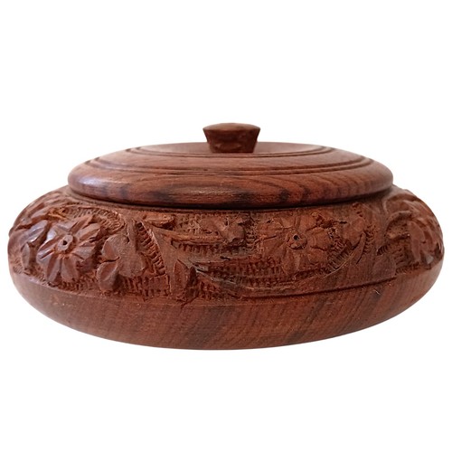 Vtg hand carved - carved, round