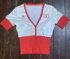 Vtg RARE Adidas Japan Flag 2000 Olympic  Wear Active Wet Look Tracksuit Top Xs 6