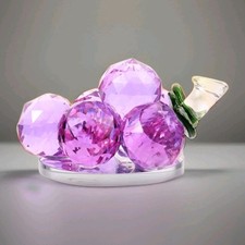 Crystal Glass Bunch of Grapes Design Ornament. Purple Mauve. Feng Shui. Boxed