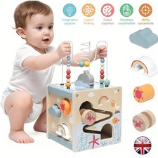 6 in 1 Wooden Activity Cube Kids Educational Multipurpose Baby Learning Toys