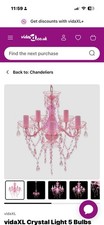 2 Pink Chandelier 5 Bulb