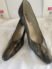 Ladies Pavacini Black And Bronze Heeled Shoes EUC Worn Once Heel 3 Inch Sz 7