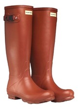 Hunter Wellies Ladies Original Hunter Tall Wellington Boots Red Sienna UK 3