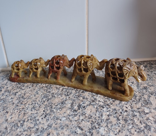 Soapstone figurine elephants - figurine, 5