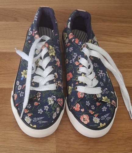 Navy white floral canvas - navy, &