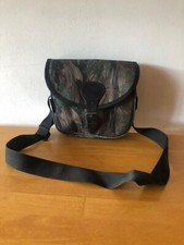 Vintage Anglo Arms Camourflage Canvas Cartridge Bag. Black strap and buckles.