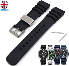 SEIKO COMPATBILE STEEL LOOP BLACK RUBBER DIVER WATCH STRAP SPORT BAND 20-22-24MM