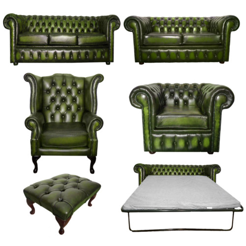 Genuine leather antique green - leather,