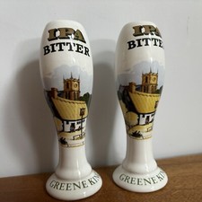 2 x Greene King IPA Bitter Ceramic Beer Pump Handle Vintage New Rare Home Pub