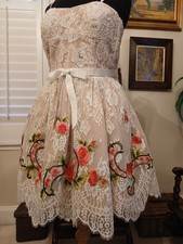 Sherri Hill Party Wedding Dress UK 10  Cream lace over Peach  satin + Tulle 