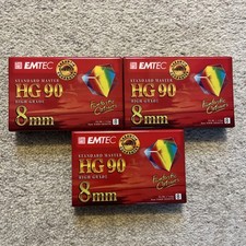 3 x BASF / EMTEC P5-90 VIDEO 8mm Hi8 CAMCORDER TAPE CASSETTE NEW & SEALED