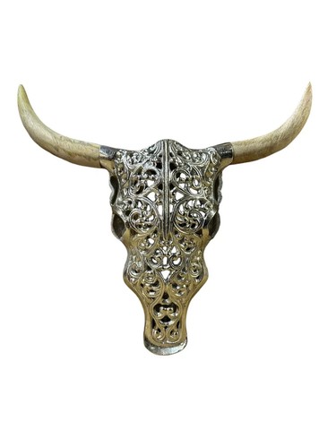 Large aluminium bison - aluminium, skull