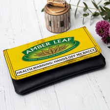 Personalised Tobacco Pouch Amber Leaf Lined Baccy Wallet Dad Vintage Gift TB01