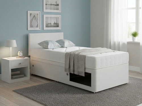 Kids white leather slide - leather,