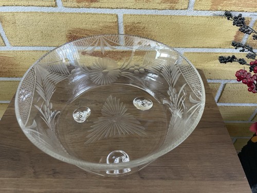 Vintage etched glass fruit - glass,