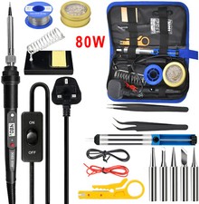80W Electric Soldering Iron Welding Gun Tool Kit Solder Wire Desoldering Pump UK