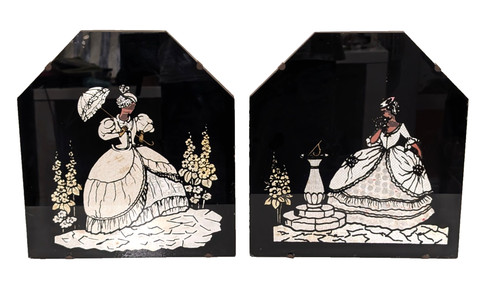 Antique pair art - deco, reverse