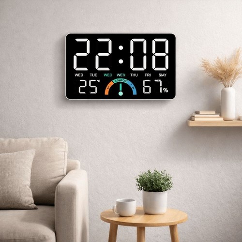 Dual alarms digital wall clock - alarms,