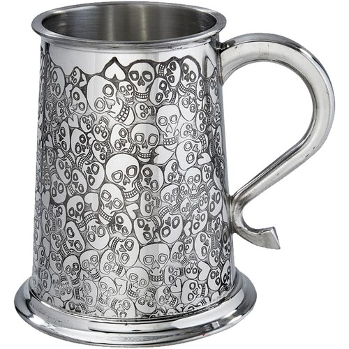 Pint pewter tankard - tankard, skull