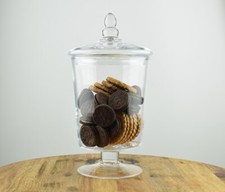 Footed Glass Jar Cookie Sweet Bonbon With Lid 30 cm Handmade