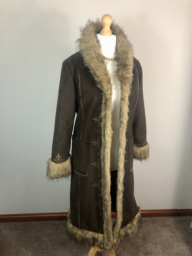 Brown embroidered faux suede - faux,